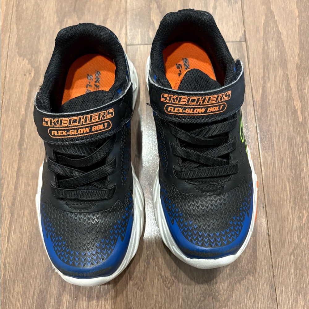 Skechers Kids Flex-Glow Bolt Black and Blue Sneakers